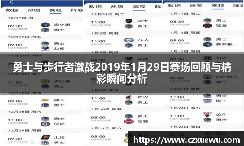 勇士与步行者激战2019年1月29日赛场回顾与精彩瞬间分析